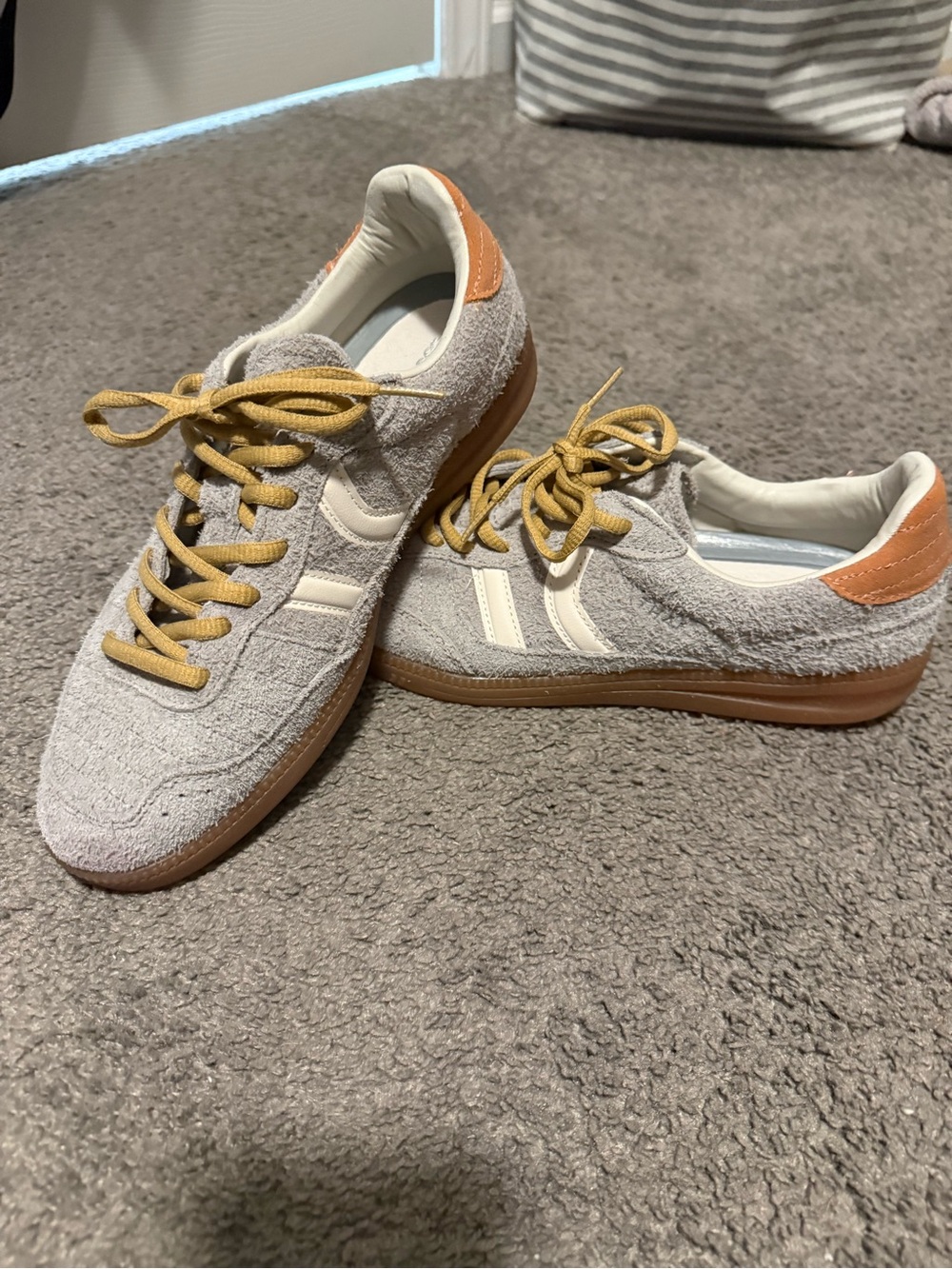 Coolway Women's Suede-Textured Sneakers in Light Gray, Tan & Mustard